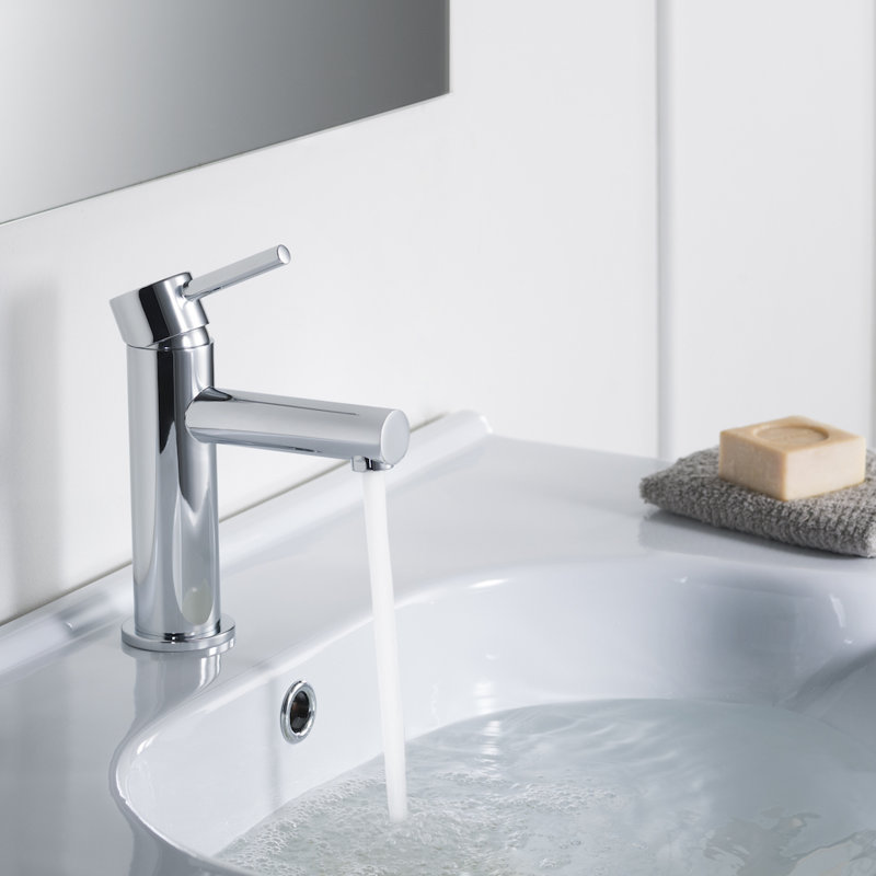 Blossom Single Hole Bathroom Faucet – Solid Brass Single Handle Vanity Sink Faucet with High Arc Spout, Drip-Free Cartridge, and Water Supply Hose
