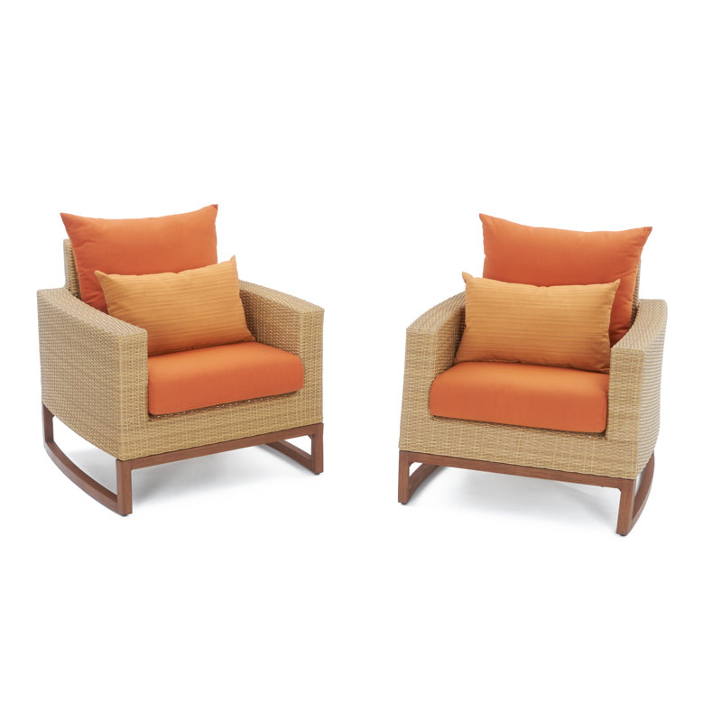 Milana Outdoor 4 - Piece Conversation Set, Spectrum Cayenne Sunbrella® Plainweave