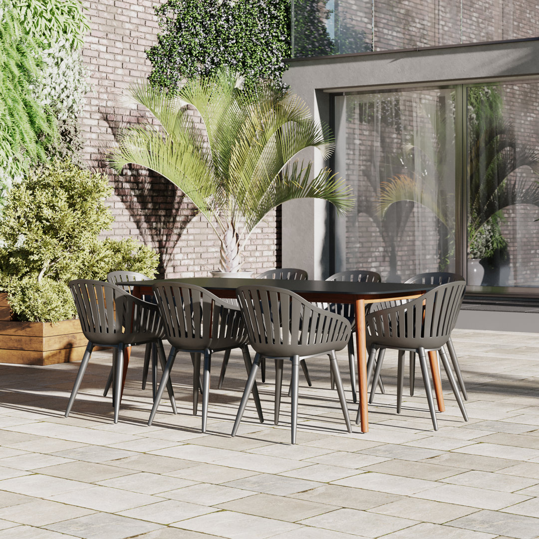 Alyisa 8 - Person Metal Patio Dining Set with Rectangular Table Lark Manor™