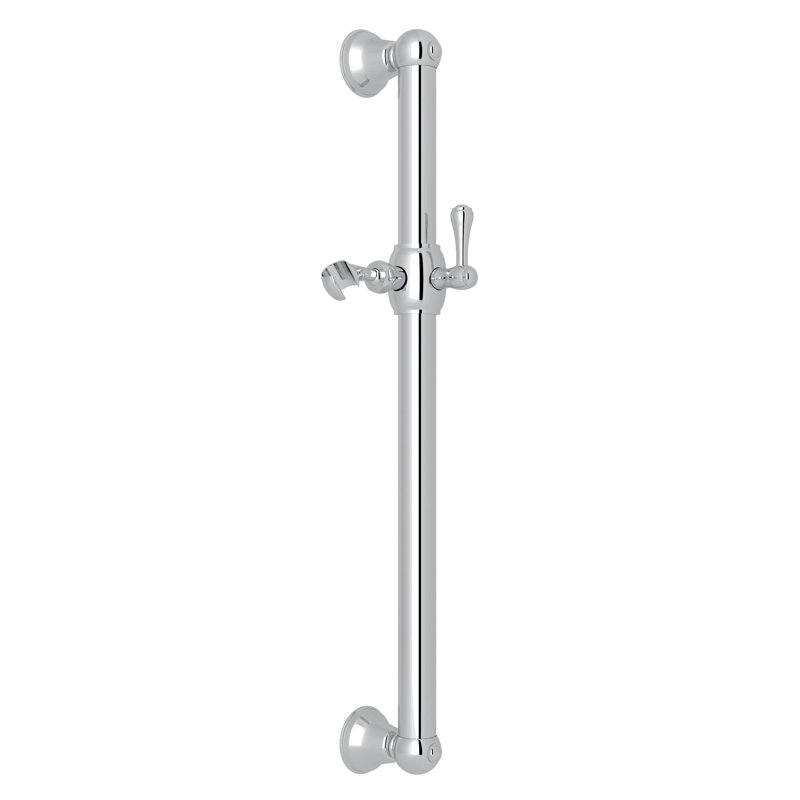 Rohl 36" Grab Bar With Sliding Handshower Holder, Polished Chrome, 26.25" W