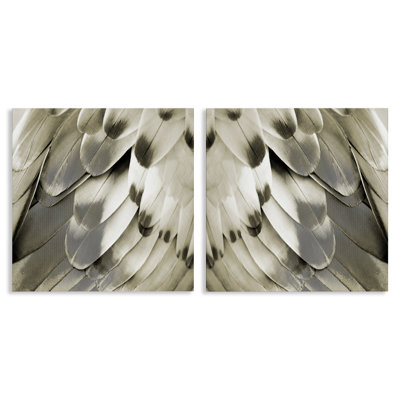 «Bird Feathers Vintage View», ensemble de 2 toiles murales par Julia Bosco