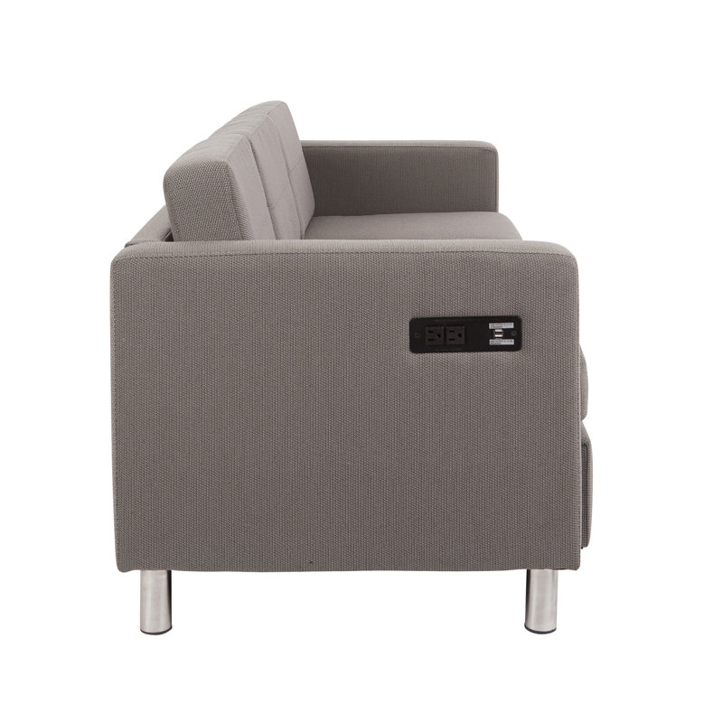 Procter 72.75'' Faux Leather Sofa, Gavotte Gray Fabric