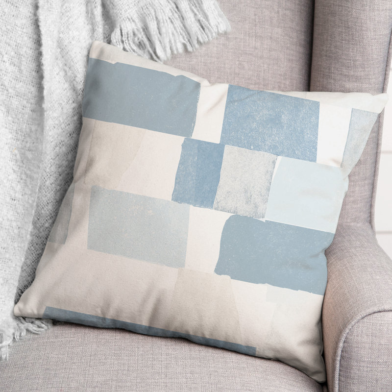 Geometric Outdoor Reversible Throw Pillow, Blue