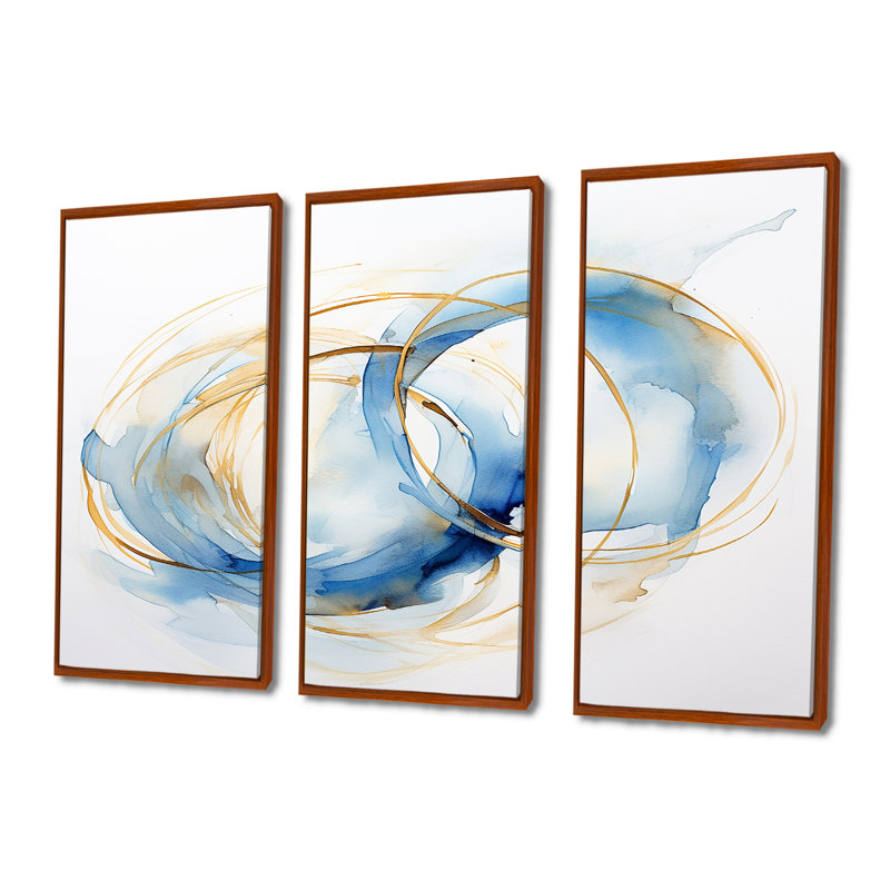 Oaklynn - ensemble d'impression d'art abstrait, Cadre flottant brun, H 32 po x l 48 po x P 1 po