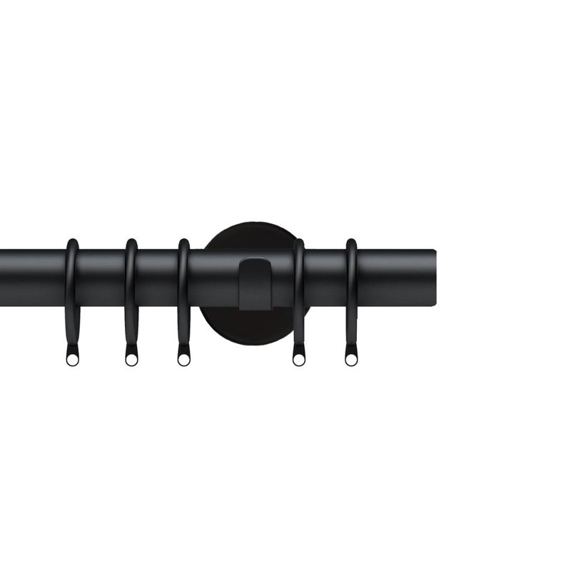Quinaya Matte Black 2.8cm Curtain Rod, 118.11"