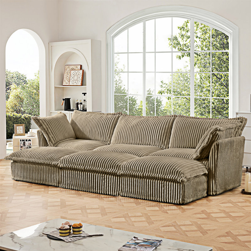 Canapé rembourré avec repose-pieds, Chameau