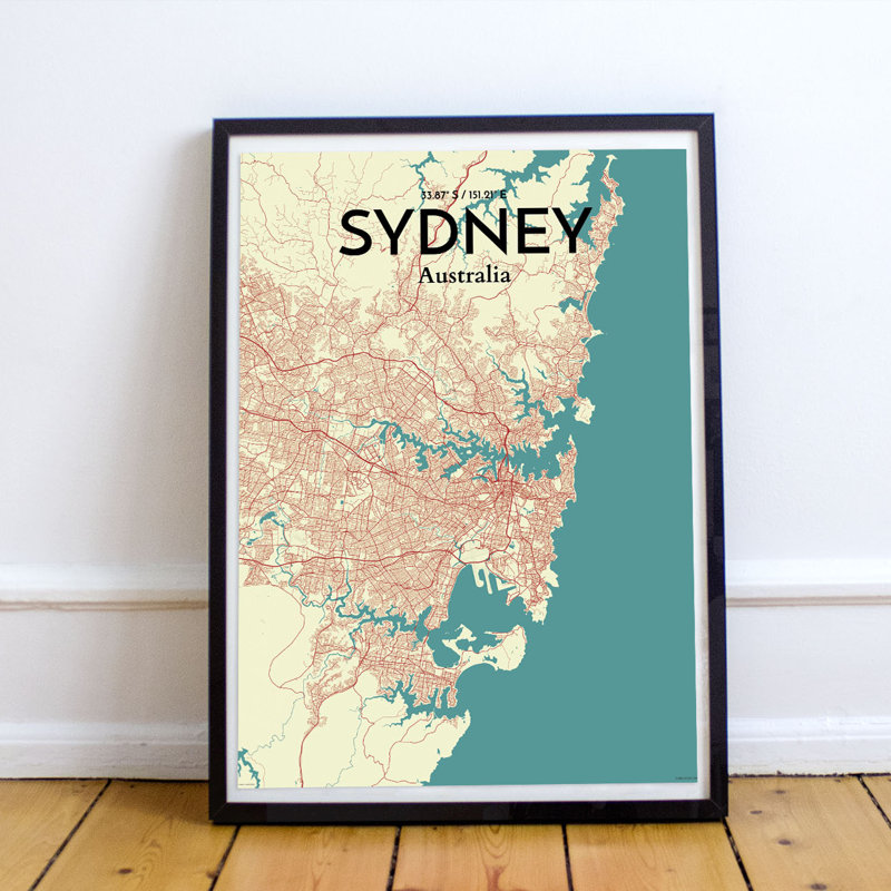 Sydney City Map - No Frame Print, 43.2cm H x 27.9cm W x 0.13cm D