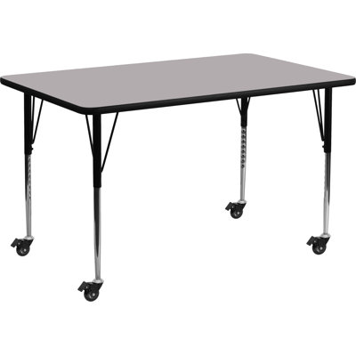 Goddard Commercial Adjustable Height Rectangular Activity Table with Locking Casters