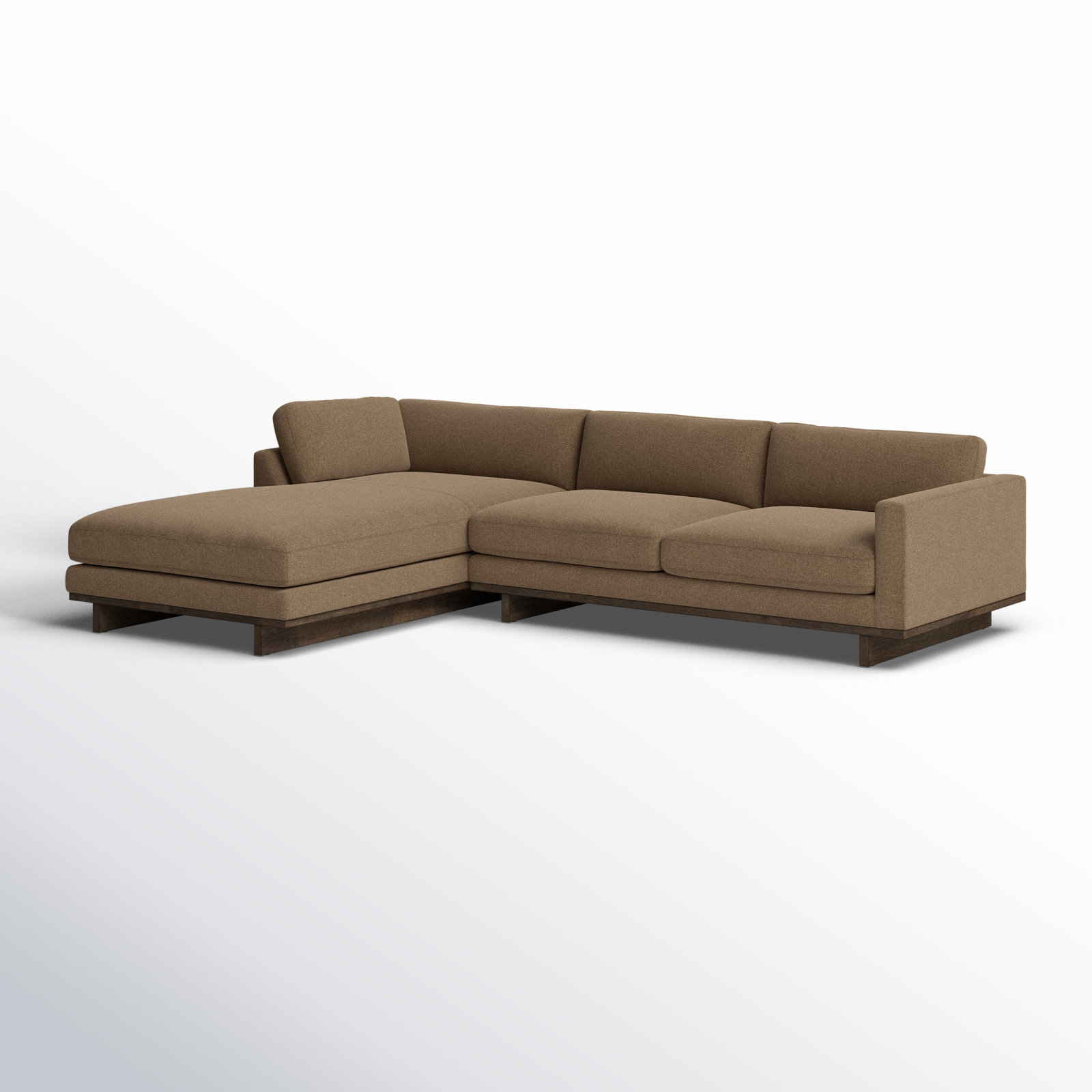 Menades Upholstered Chaise L-Sectional, Left Hand Facing, 32" H x 133" W x 86" D, Antwerp Cafe Linen Blend