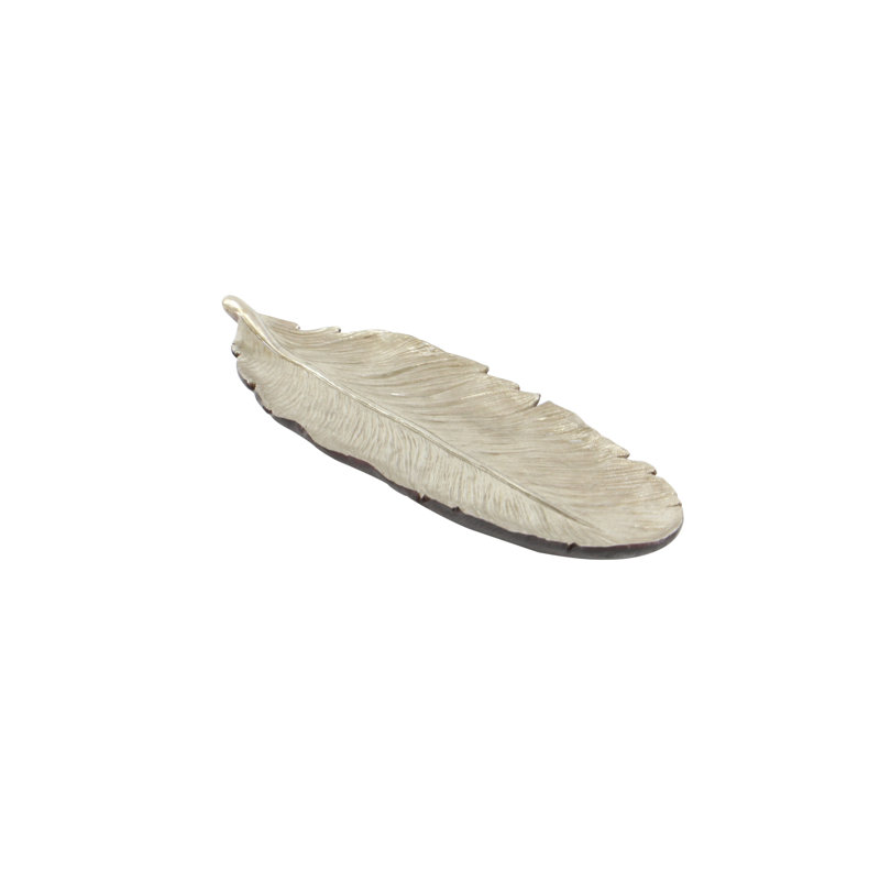 Polystone Feather Bird Decorative Bowl, Silver