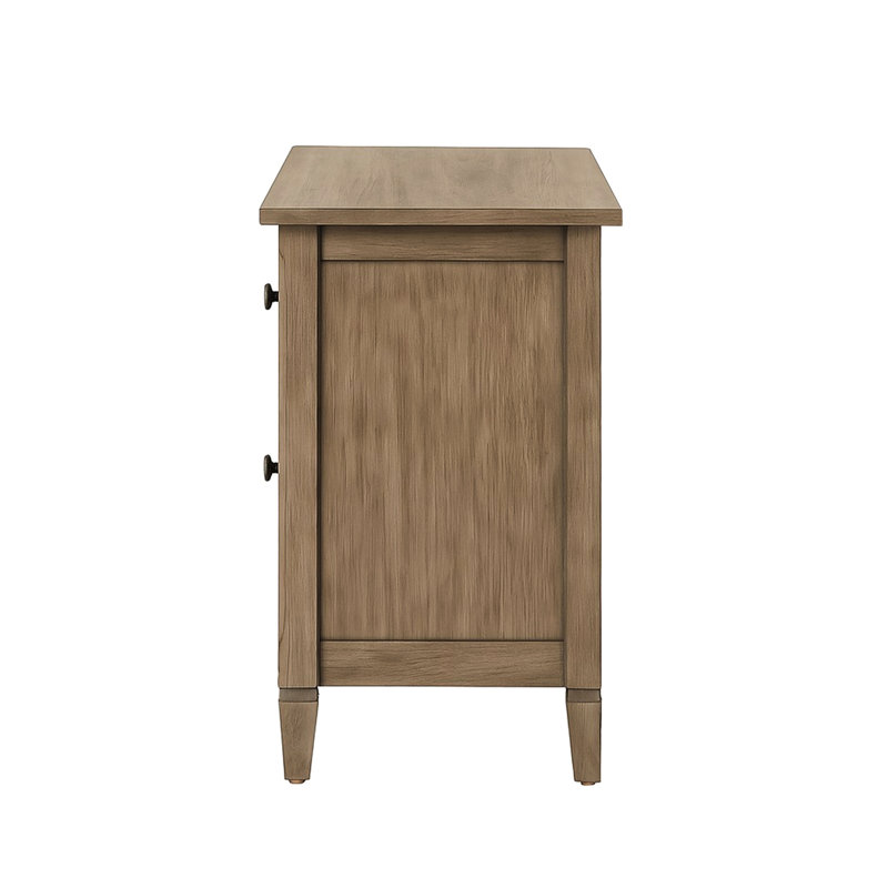 Table de chevet pour chambre à coucher 2 avec poignée ronde, couleur gris chaud brossé au fil de fer, bois massif et deux tiroirs spacieux pour les essentiels, espaces compacts et serrés, 22 po de profondeur, 16,05 po de largeur, 23,9 po de hauteur, 44,2 lb