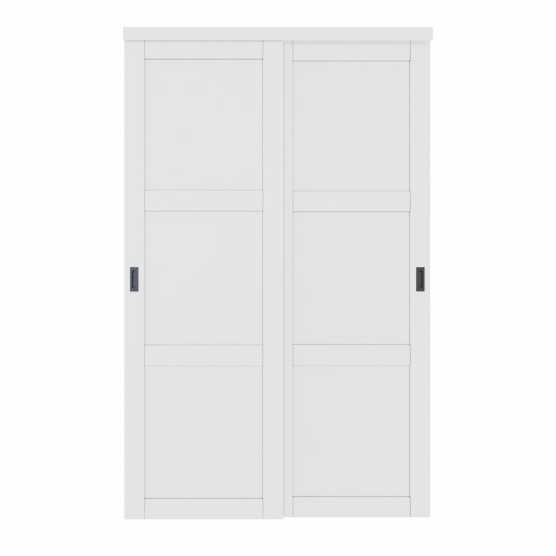 96 in. Primed Paneled Pantry Closet Sliding Doors With Hardware & Handles, 60" x 96" 