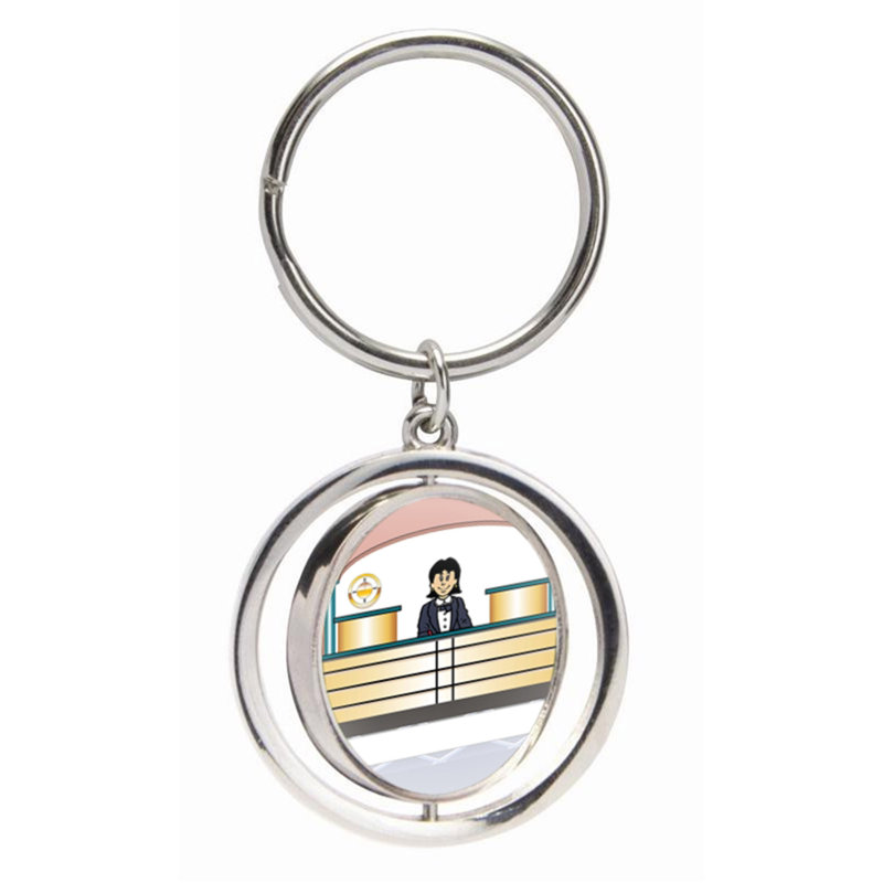 Personalized Bank Teller - Female Small Spinning Key Chain, Yes