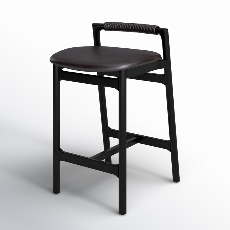 Baden Stool, Counter Stool (26" Seat Height), Sonoma Black/Genuine Leather, Brushed Ebony