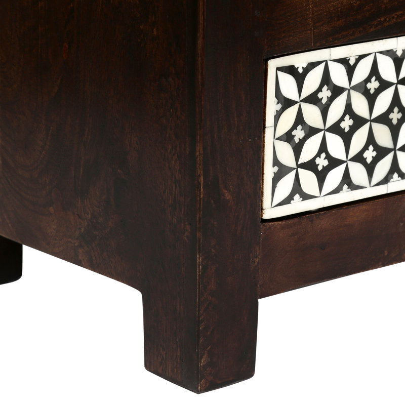 Table d'appoint 3 tiroirs en noyer foncé