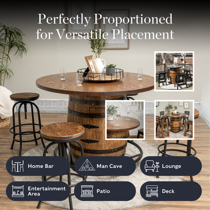 Table bistro  Whiskey Barrel, Plateau de table de 36 po de diamètre