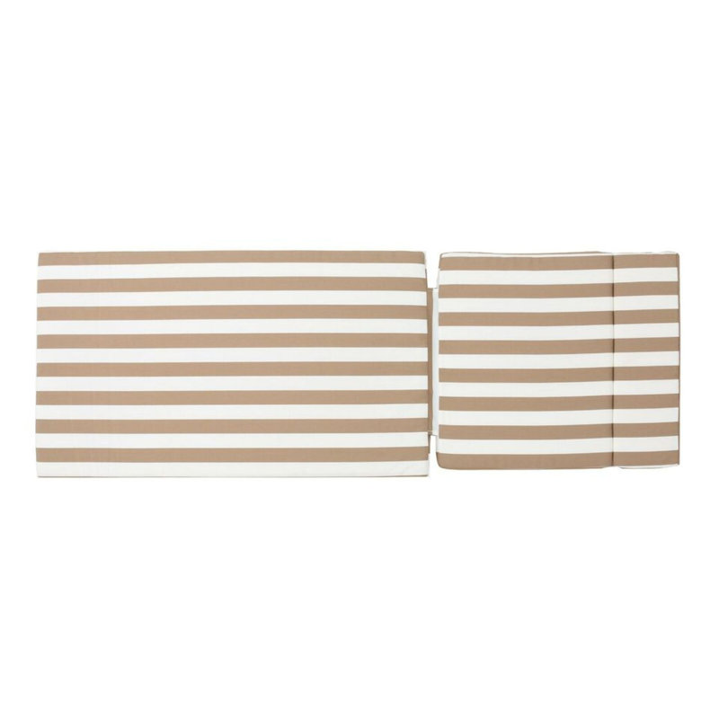 Roomfitters Salem Outdoor Chaise Lounge Cushion with Ties, Water Resistant, Brown and White Striped, Brown/White Striped