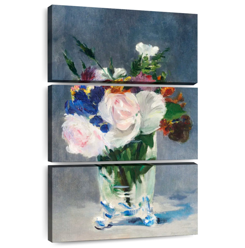 Fleurs Harnek dans un vase en cristal 1882, H 45 po x l 28 po