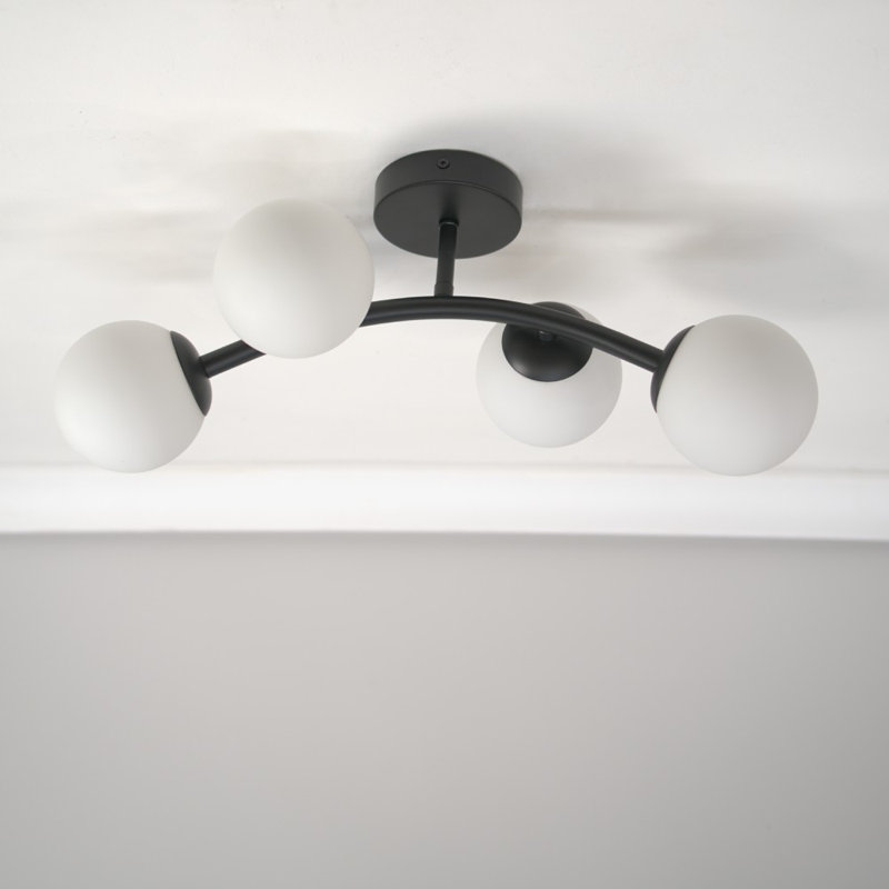 Adael Glass Semi Flush Mount, Black, No