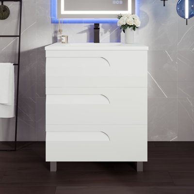 Meuble-lavabo l 18 po x P 18 po avec comptoir en porcelaine Alberthe