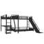 Lit superposé simple en L simple au-dessus de grand lit en métal avec lit mezzanine simple TG, bureau, port USB, tablettes de rangement et glissière-121885246