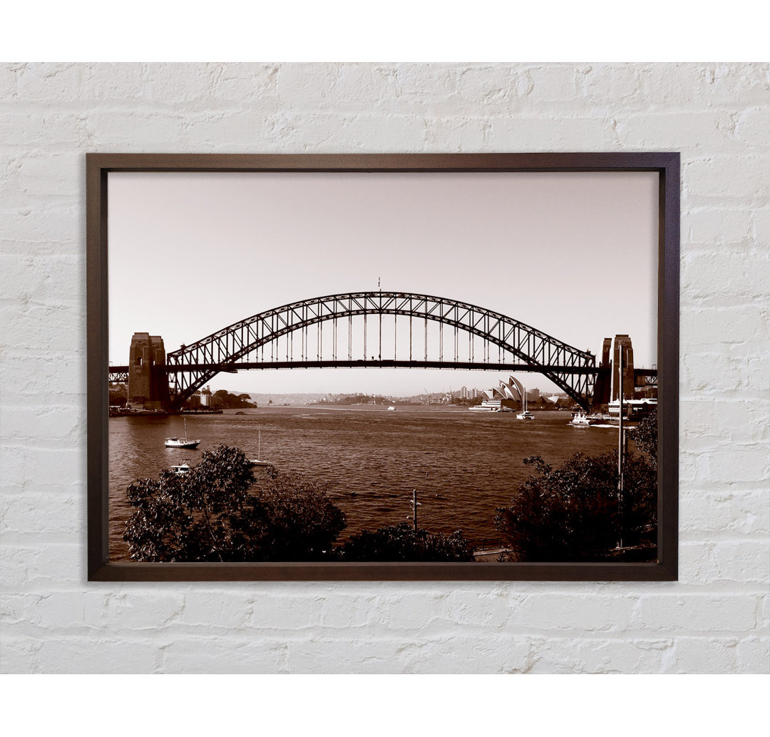 Sydney Harbour Bridge Retro Sepia - Einzelner Bilderrahmen Kunstdrucke auf Leinwand