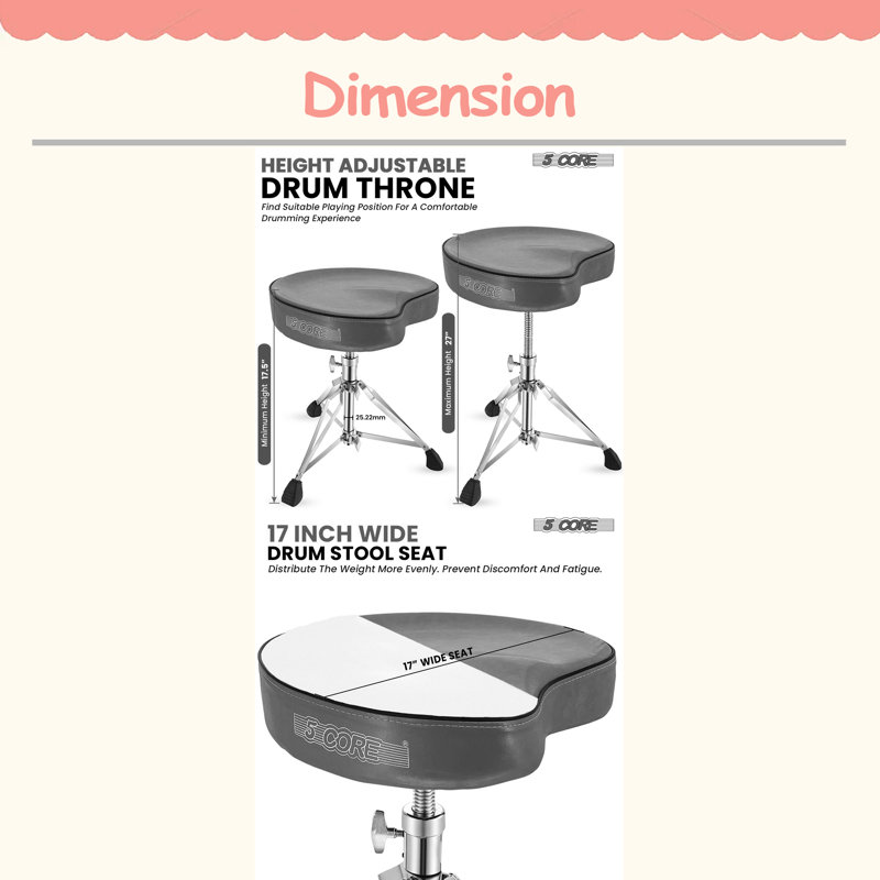 Siège de batteur 5Core Drum Throne, Rouge
