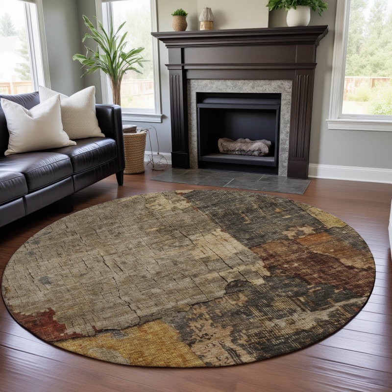 Premium Machine Washable Jessie AMF1201 Abstract Rug, Rond 8 pi