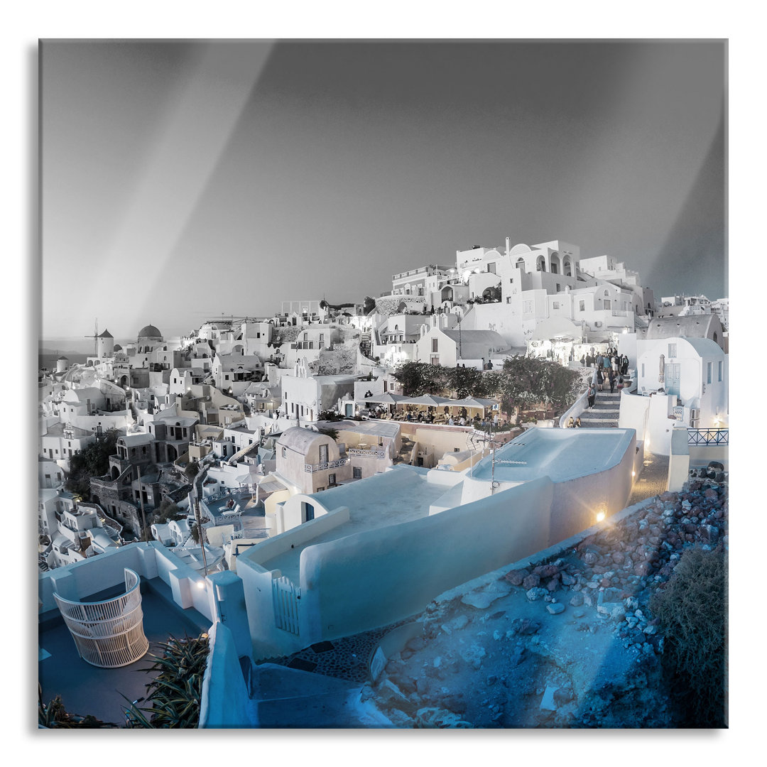 Glasbild Oia Dorf Santorin