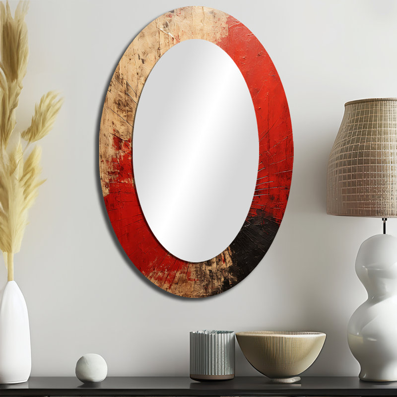 Red Red Ruby Rays - Décoration murale ovale rouge, 36 po x 24 po
