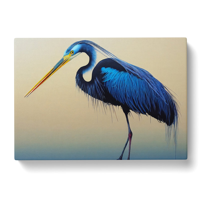 Magnetic Heron Bird - Wrapped Canvas Print