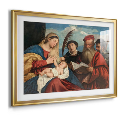 La Vierge et l'enfant avec les saints Stephen, Jerome et Maurice-Titien, reproduction encadrée avec passe-partout et verre 1520