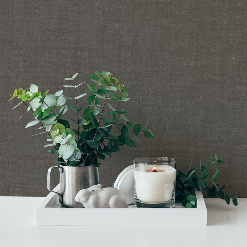 Diez Linen Effect 10.05m x 53cm Textured Matte Wallpaper Roll, Charcoal