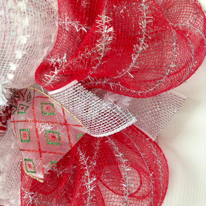 Christmas Wreath Red and White Ornament Spray