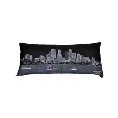 14" X 35" Cream Minneapolis Daylight Skyline Lumbar Decorative Pillow