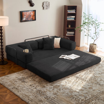 98.4"Fold Out Modular Sofa Bed Convertible Floor Sofa Couch Corduroy Folding Mattress Lounge Couch for Livingroom Bedroom Office No Assembly Required by Mercer41