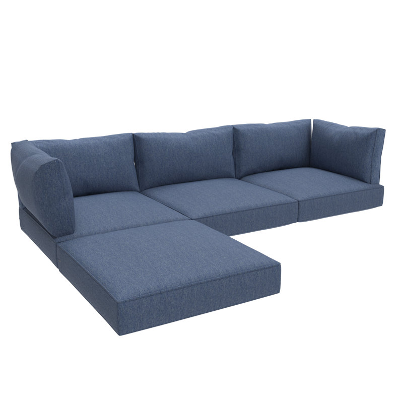 Indoor/Outdoor Sectional Sofa Replacement Cushions Set, 5 Inch, Twin Navy