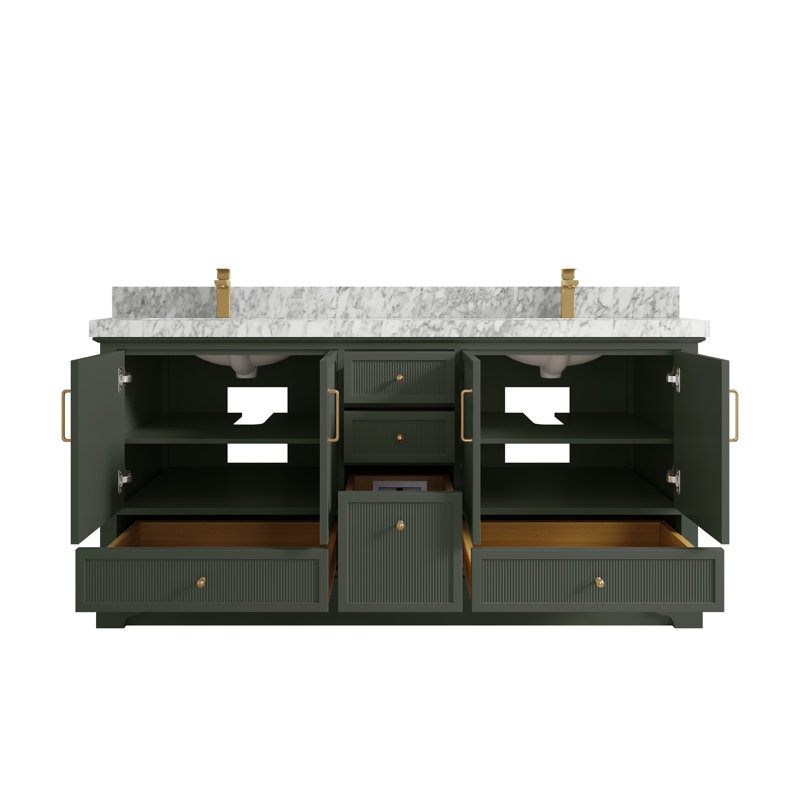 Alys 72'' Free Standing Double Bathroom Vanity with Marble Top  (Pulls Option)
