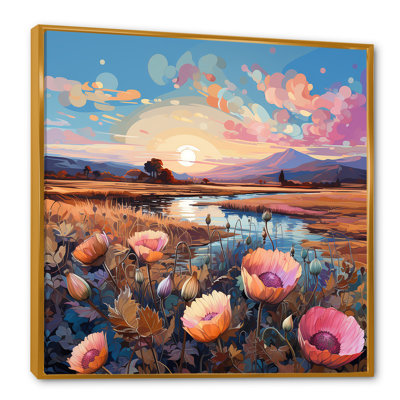 «Thistle Flower Field Sunset» sur toile