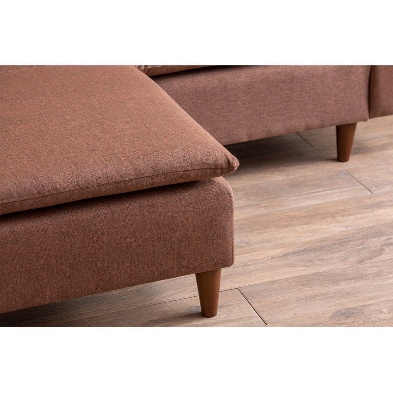 Canapé d'angle Echevarria, 100 % polyester brun clair