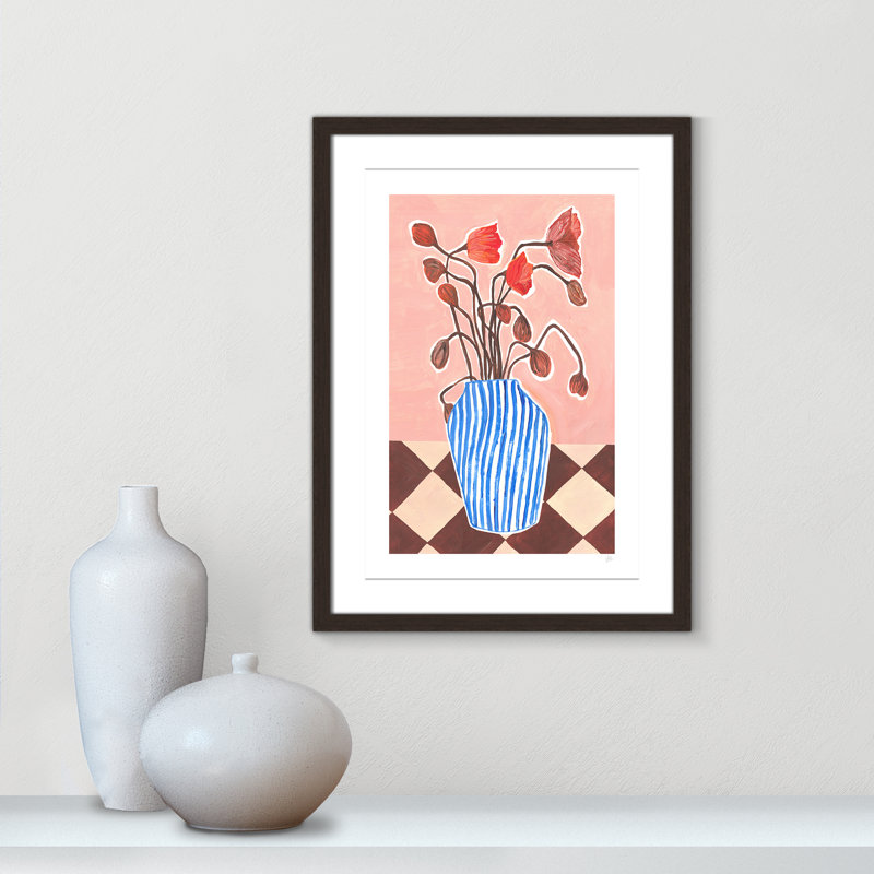 Poppies Print par Violets Print House, Noyer à grain ouvert, 17'' W x 23'' H, Imprimé mat