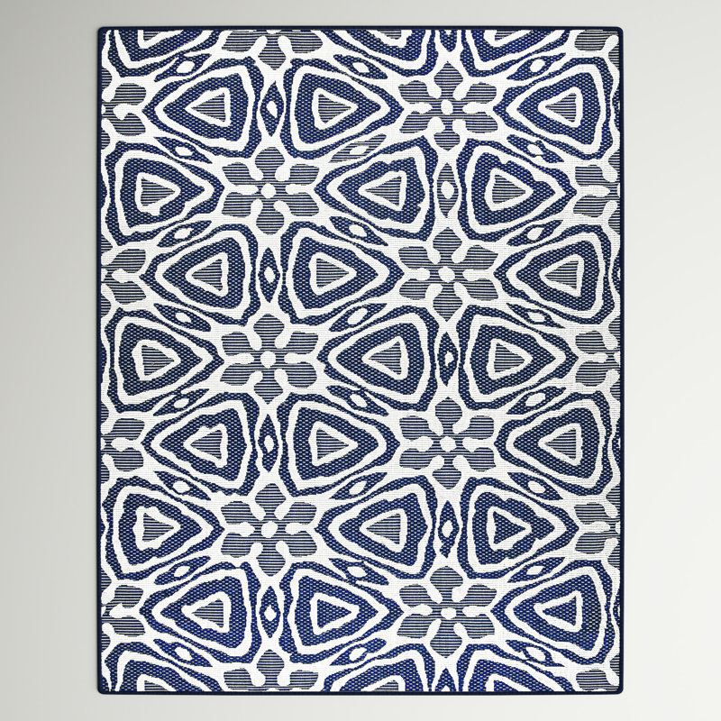 Tapis bleu marine intérieur / extérieur Ed munson, Rectangle 4 pi x 6 pi