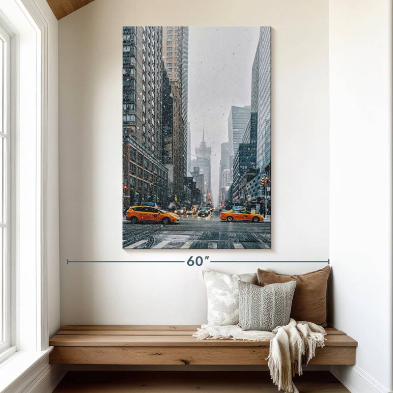 Snowy NYC Street, 51" H x 34" W
