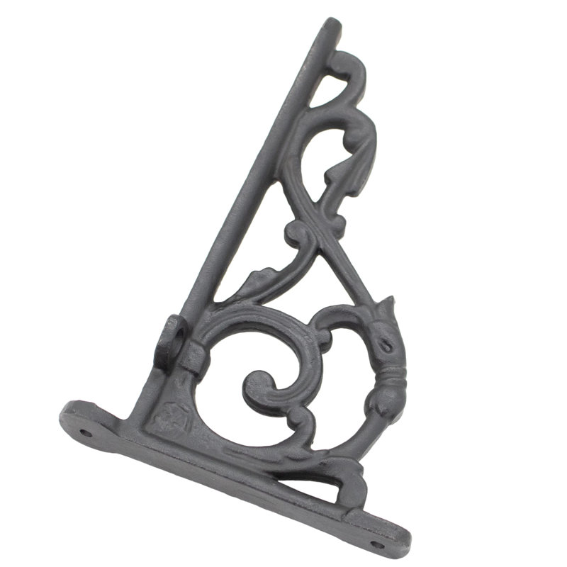 Lillith 4" x 6" Oil-Blackened Cast Iron Victorian Shelf Brackets (Set of 2)