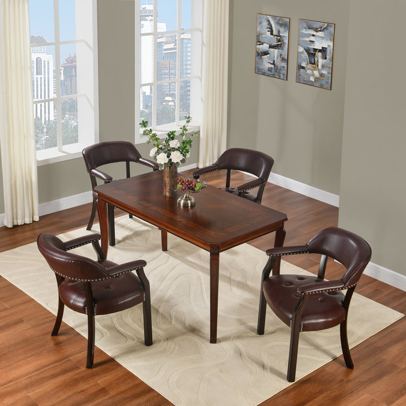 LUMERA Collection Tufted Arm Dining Chair Walnut, Walnut, Walnut