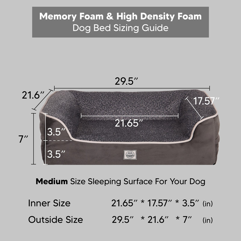 Lit pour animaux, Gris foncé, Medium (7" H x 29.5" W x 21.6" D)