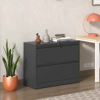 Metal 2 Office File Cabinet With Lock, Black, Accommodates Legal/Letter/A4/F4 Sizes Filing Cabinet, Black Secure For Storage, Fits Multiple