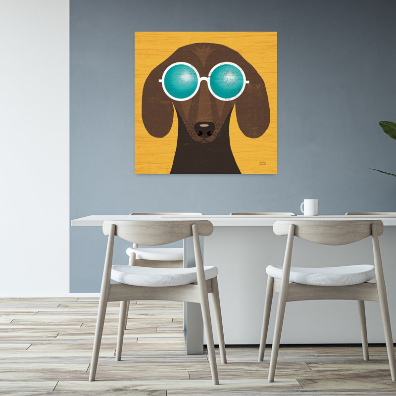 «Beach Bums Dachshund I», chien fantaisiste, art de plage, H 32 po x l 32 po