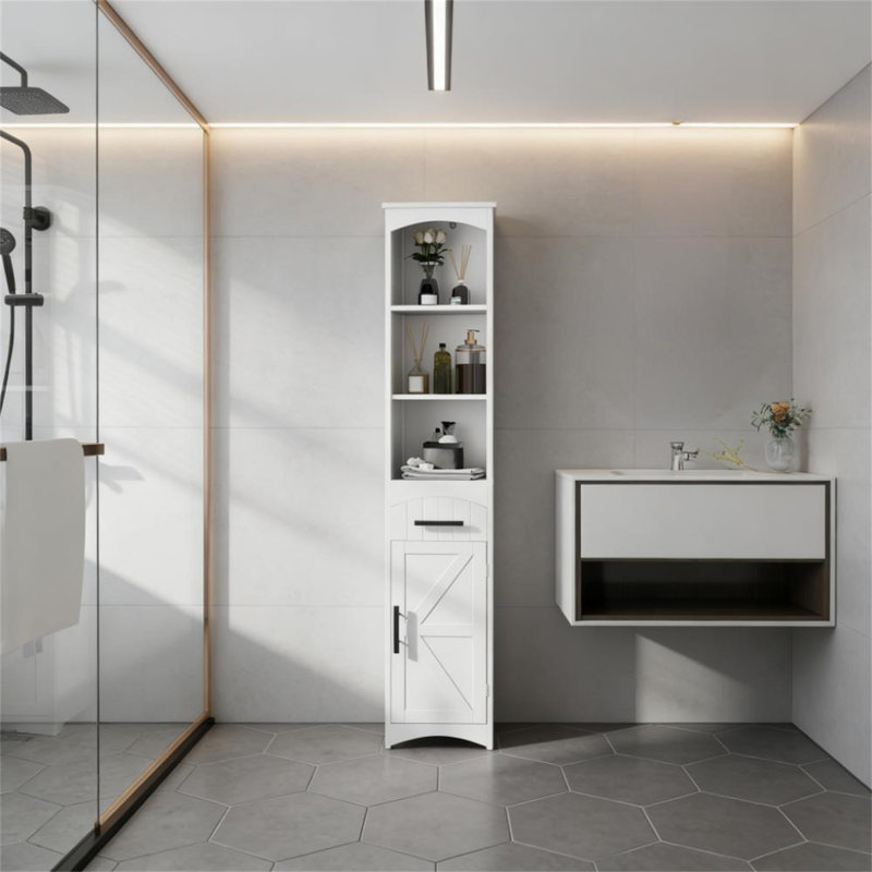 Armoire étroite avec tiroir, Blanc
