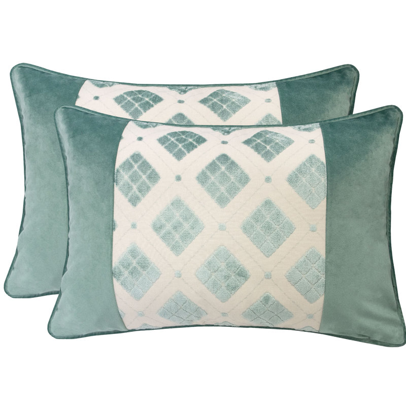  Rectangular Pillow Cover & Insert, Green/Cream